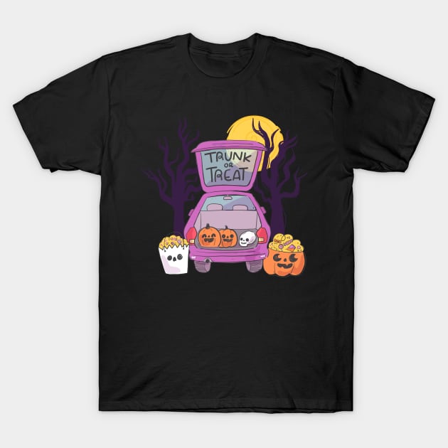 Trunk or treat Funny Halloween scary car T-Shirt by FunnyUSATees